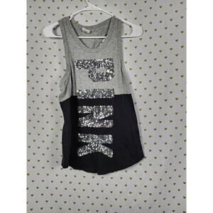 Gray and Black Sequin Tank Top